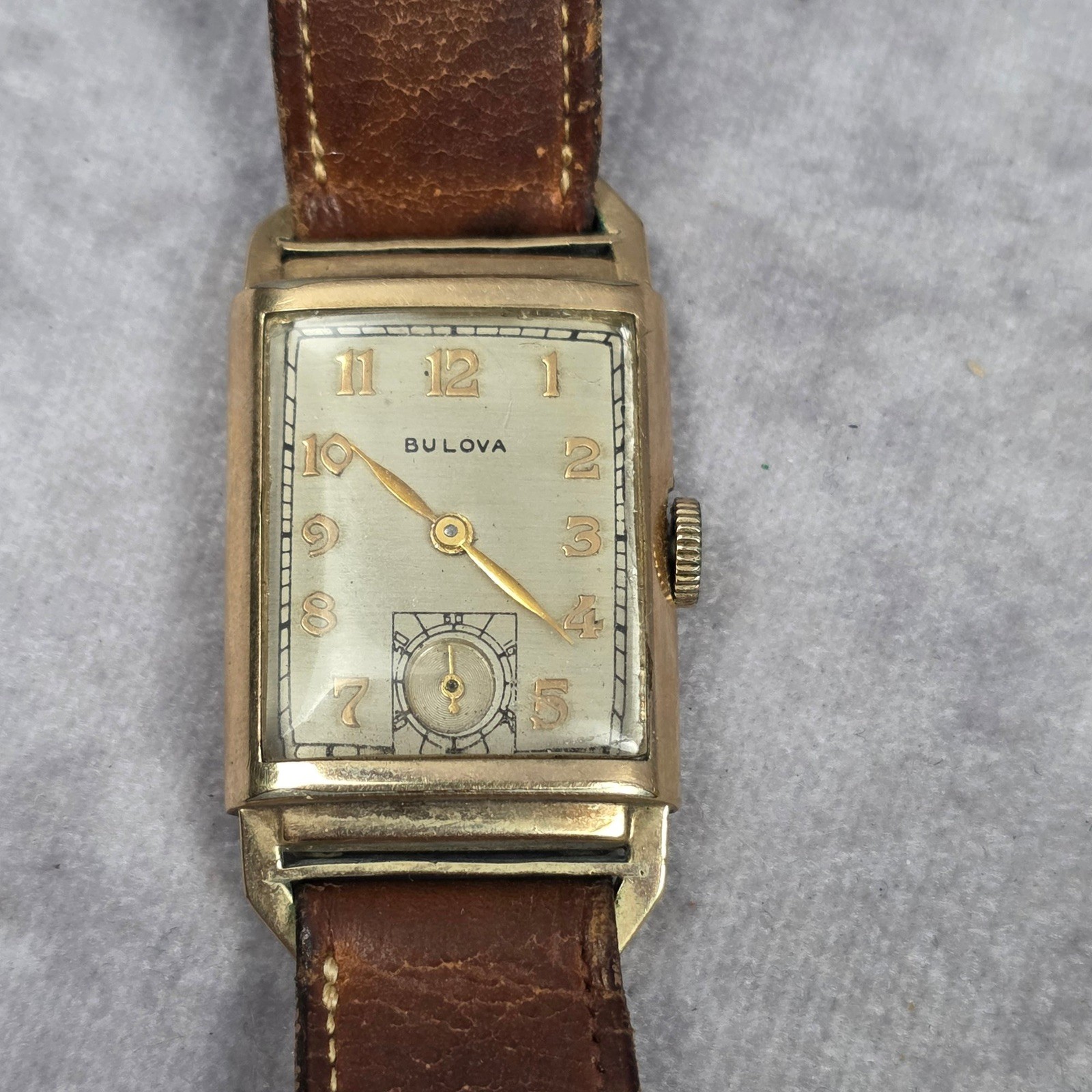 Vintage Bulova 1940s His Excellency Tank Watch 10K Gold Filled Case