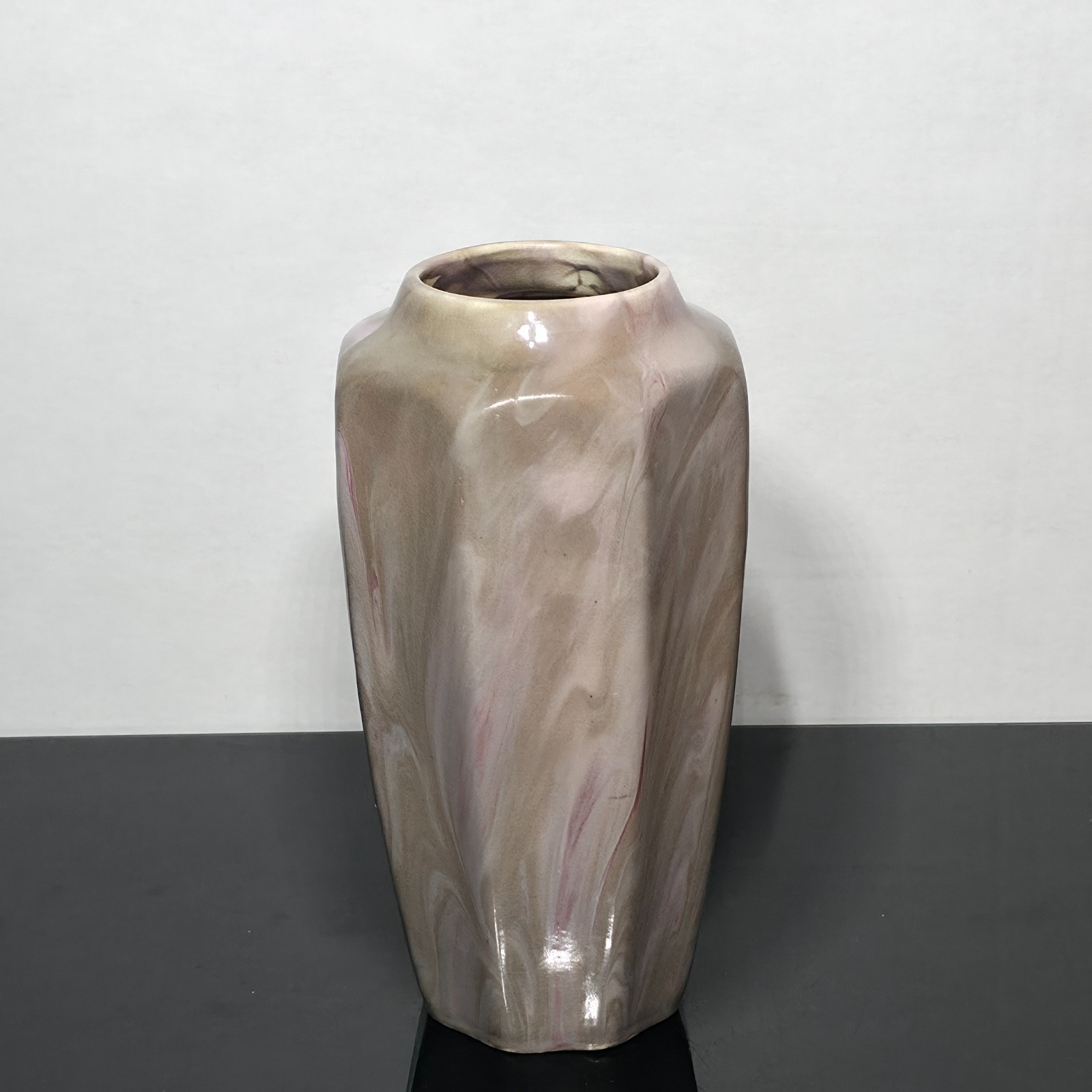 Antique Weller Marbleized Art Pottery Vase Pink Gray Swirl Antique Weller Marbleized Art Pottery Vase Pink Gray Swirl