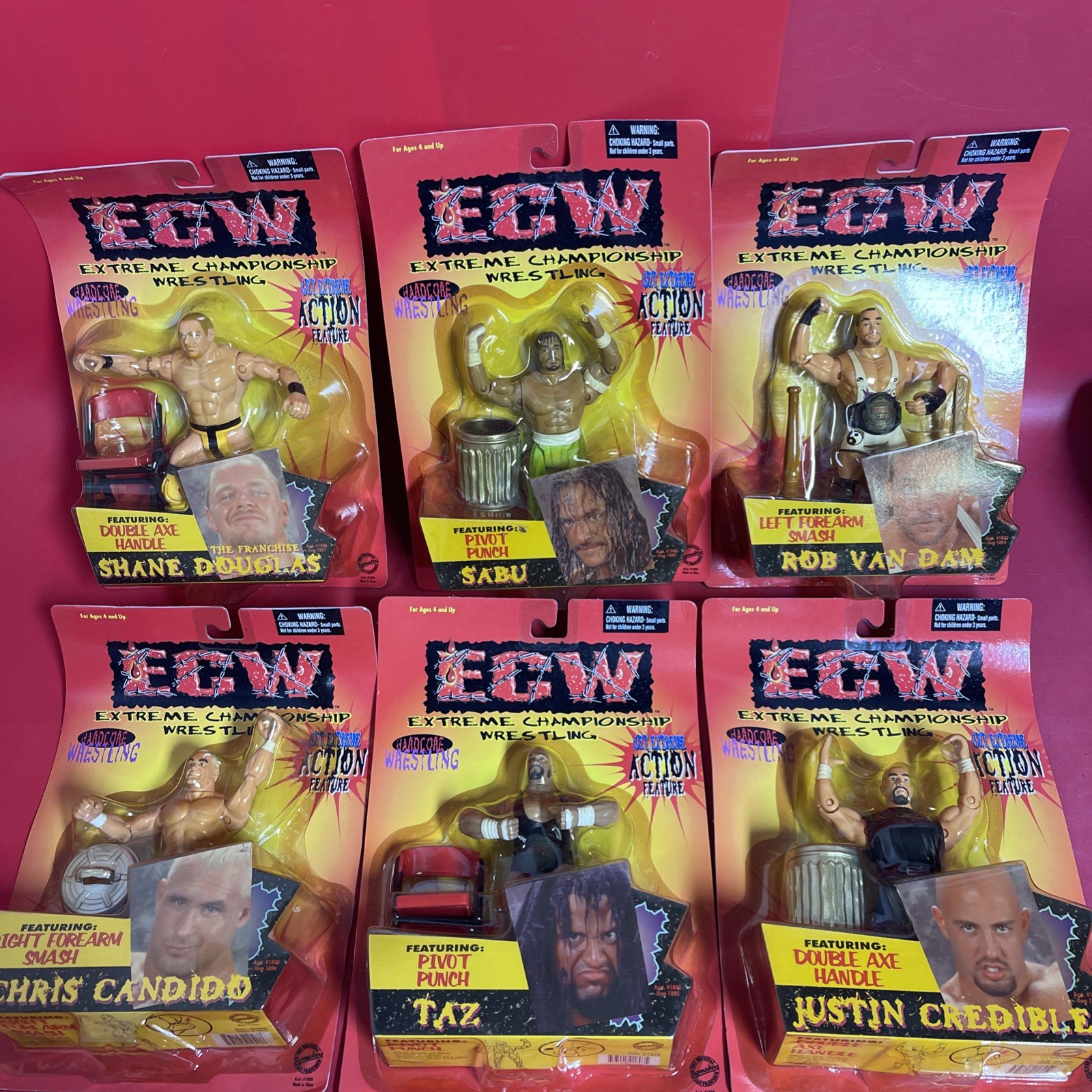 ECW Series 1 Complete Set of 6  OSFTM - RVD Sabu Taz Candido Shane Justin In Box