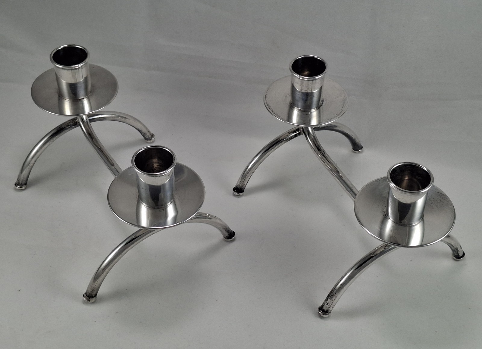 Sterling Silver Modernist Candelabra Candlesticks - MCM - Fisher Sterling Silver Modernist Candelabra Candlesticks - MCM - Fisher
