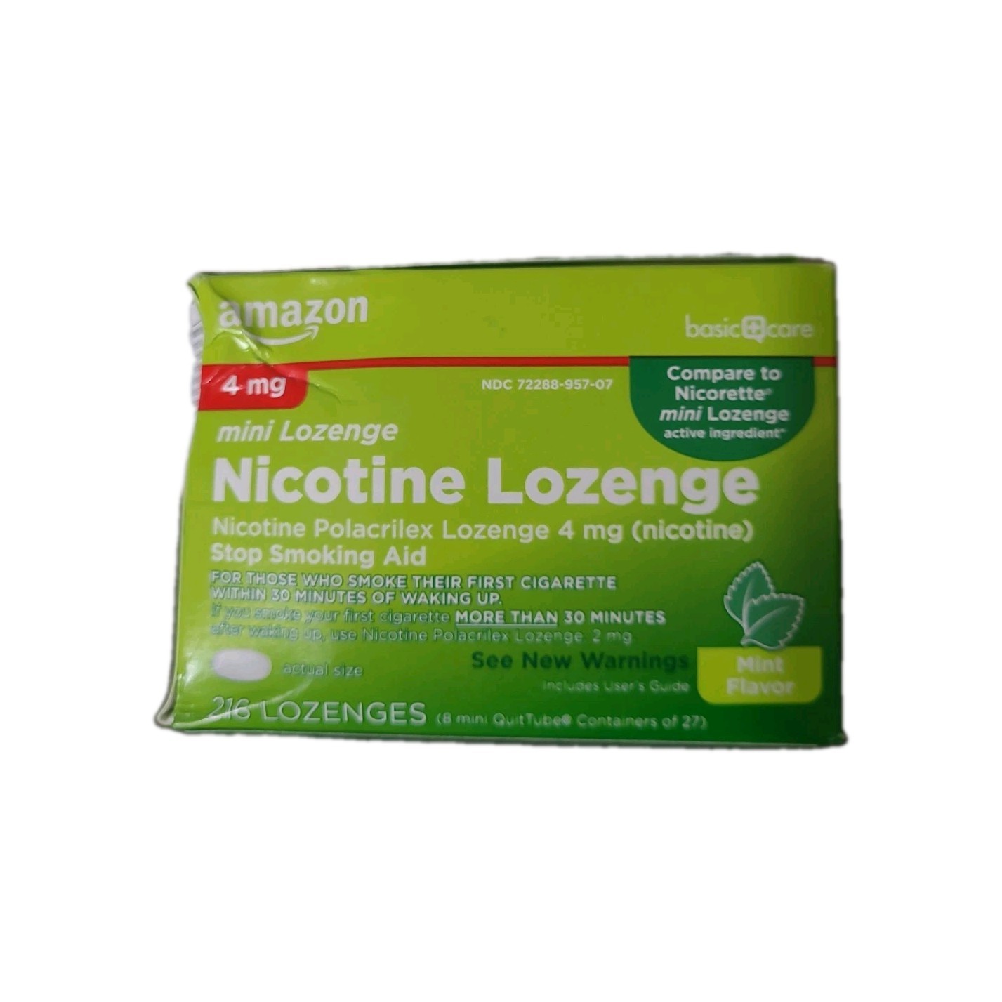 Amazon Basic Care Nicotine Polacrilex Mini Lozenge 4 mg (216 count) MINT flavor