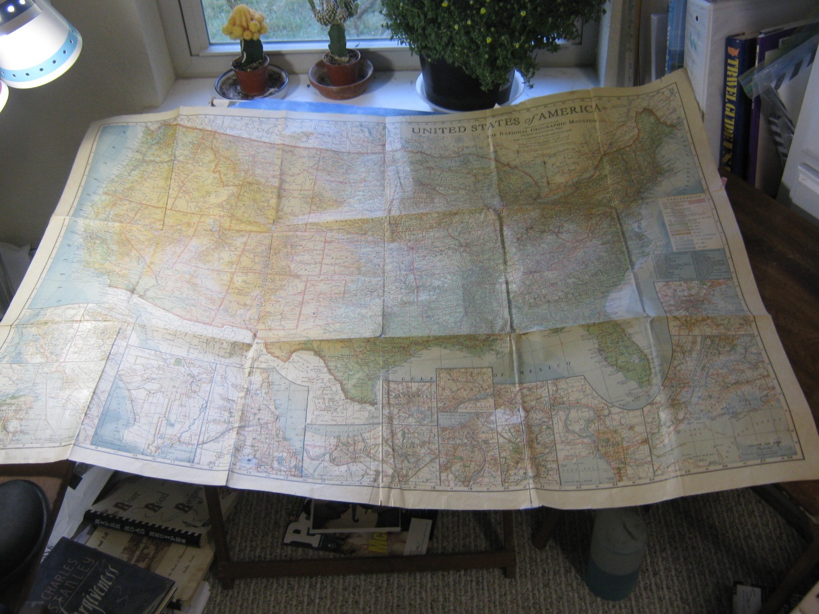 ANTIQUE MAP OF THE UNITED STATES OF AMERICA National Geographic 1923