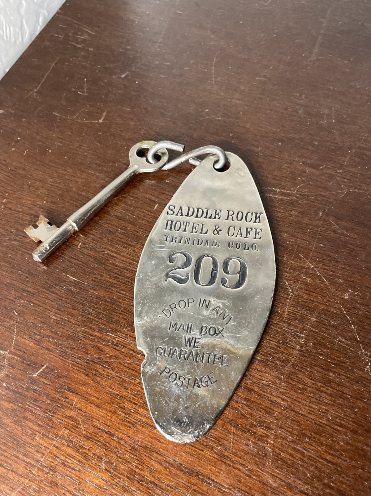 Trinidad Colorado Saddle Rock  Hotel And Cafe Skeleton Key And Fob Early 1900’s