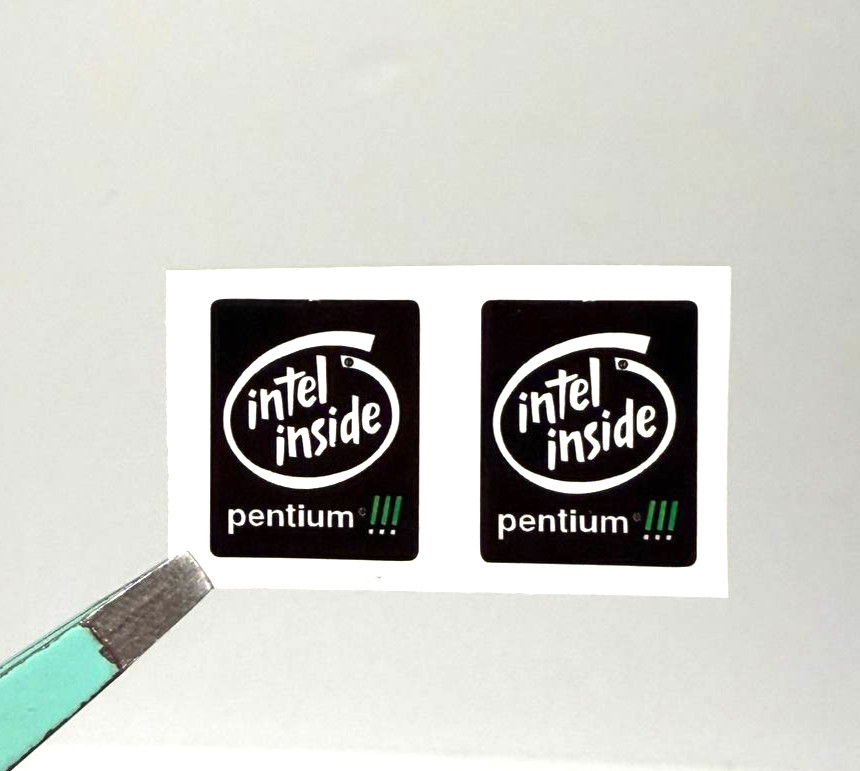 2 x Intel Inside Pentium III Sticker Label Decal 15mm x 18mm