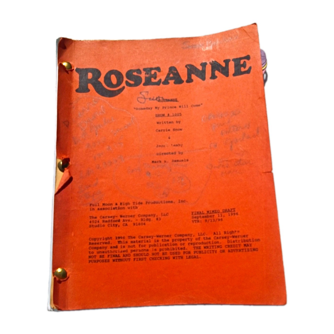 Roseanne Original TV Script Binder Roseanne Original TV Script Binder