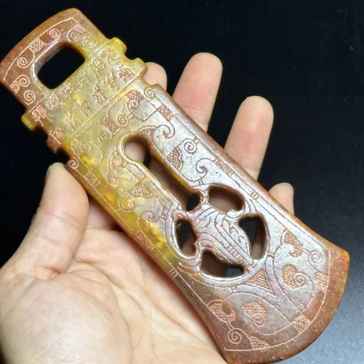Rare Ancient Jade Carvings China Old Object Statue Collection Pendant Coin