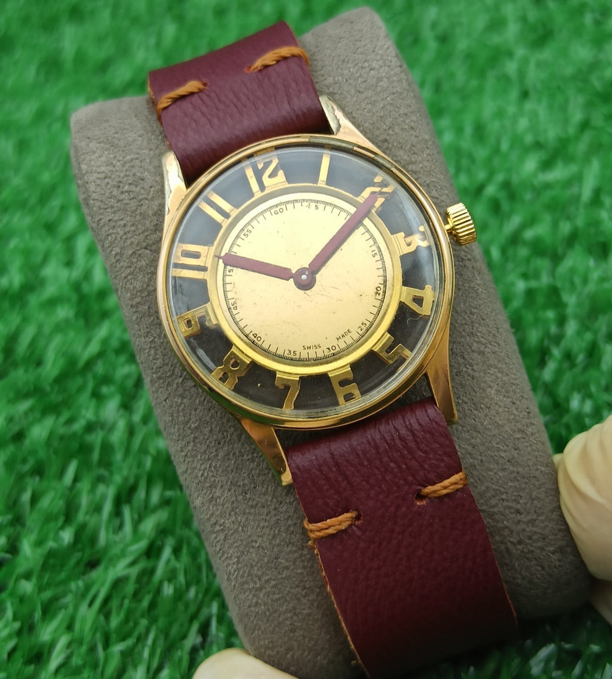 ANTIQUE Venus Skeleton 17 Jewels Swiss Mechanical Hand Winding Gold Tone Watch