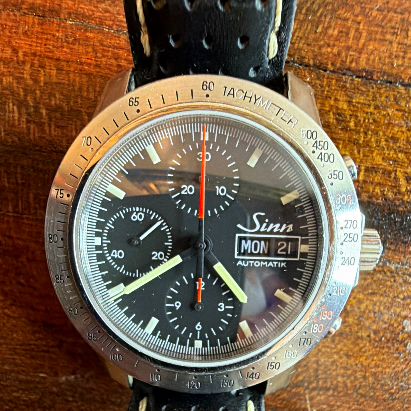 Sinn 303 Automatic Chronograph 200m Day/Date Tachymeter Black Dial Sinn 303 Automatic Chronograph 200m Day/Date Tachymeter Black Dial