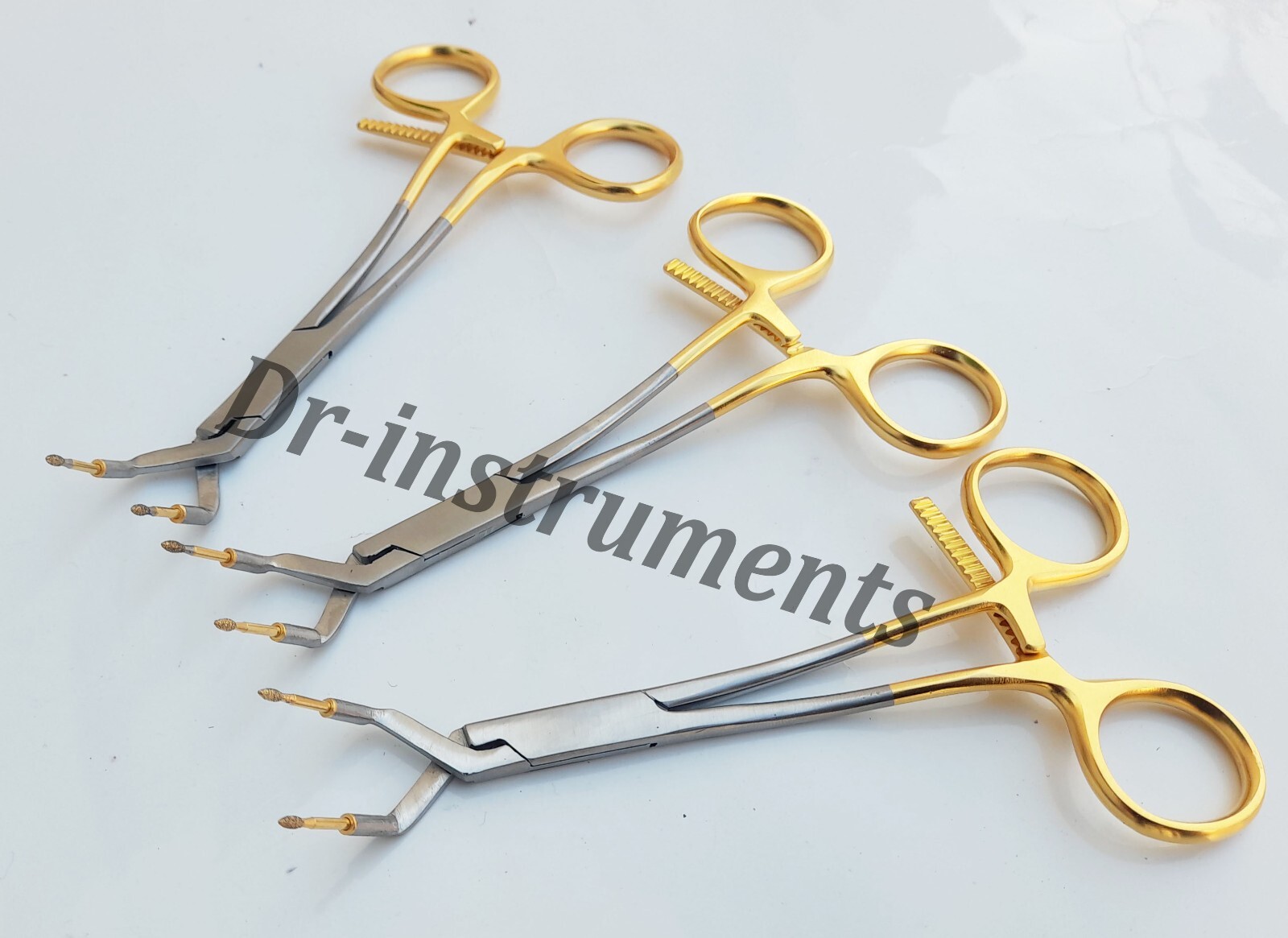 Keramo grip forceps gold 14.5 cm curved crown holder jaw diamond insert 3 pcs