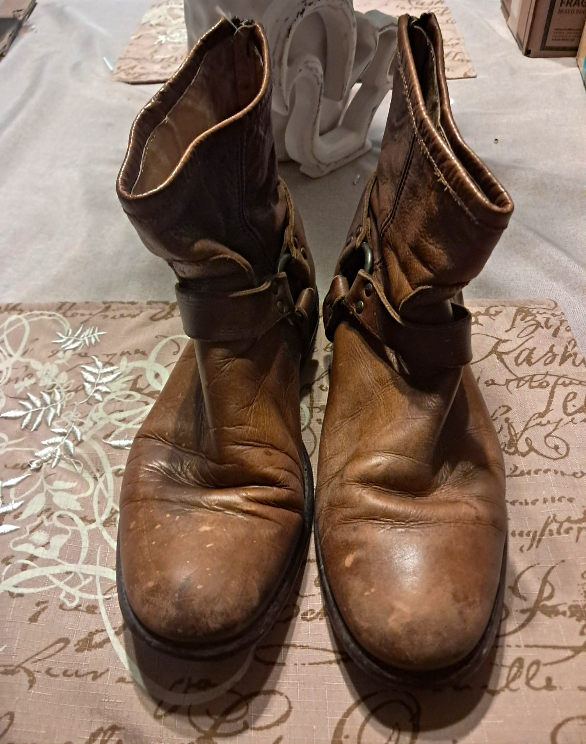 Frye Phillips Men’s Brown Leather Harness Ankle Boots Zip Round Toe US 11 Frye Phillips Men’s Brown Leather Harness Ankle Boots Zip Round Toe US 11