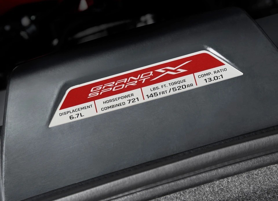 2020-2027 Chevrolet Corvette Grand Sport X Engine Specification Plaque 87818060 2020-2027 Chevrolet Corvette Grand Sport X Engine Specification Plaque 87818060