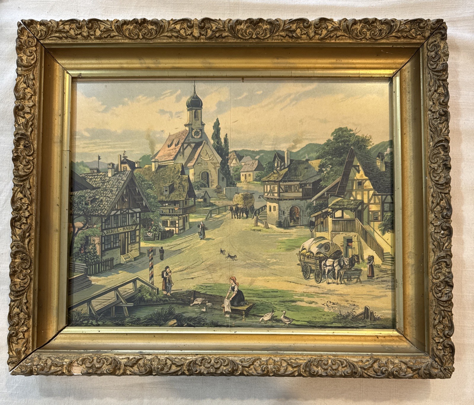 1838 19th C Antique German Lithograph Frame 1967 20th C Scotch Whisky Crate