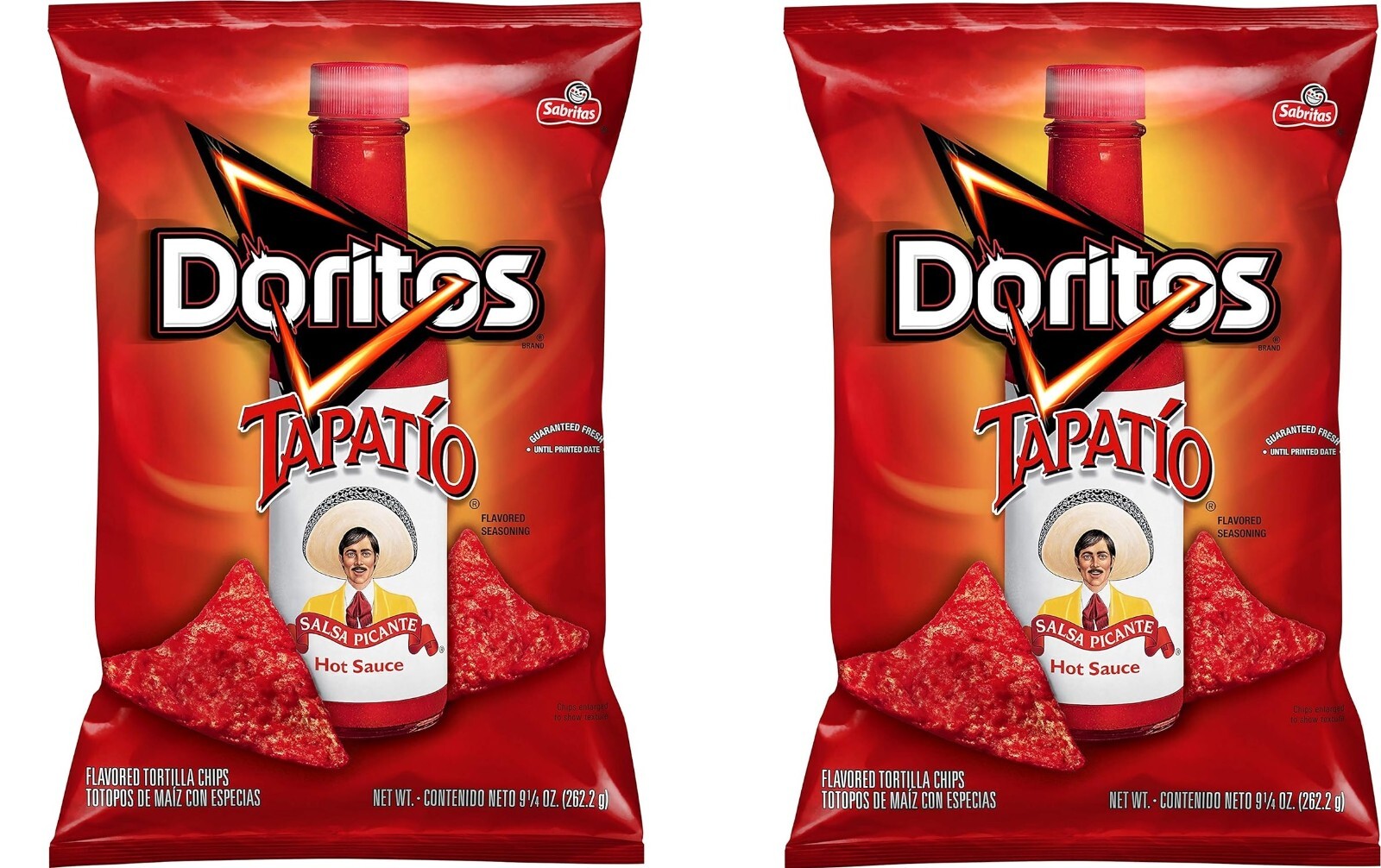 Doritos Tapatio Salsa Picante Hot Sauce Tortilla Chips 9.25 Oz 2 Bags