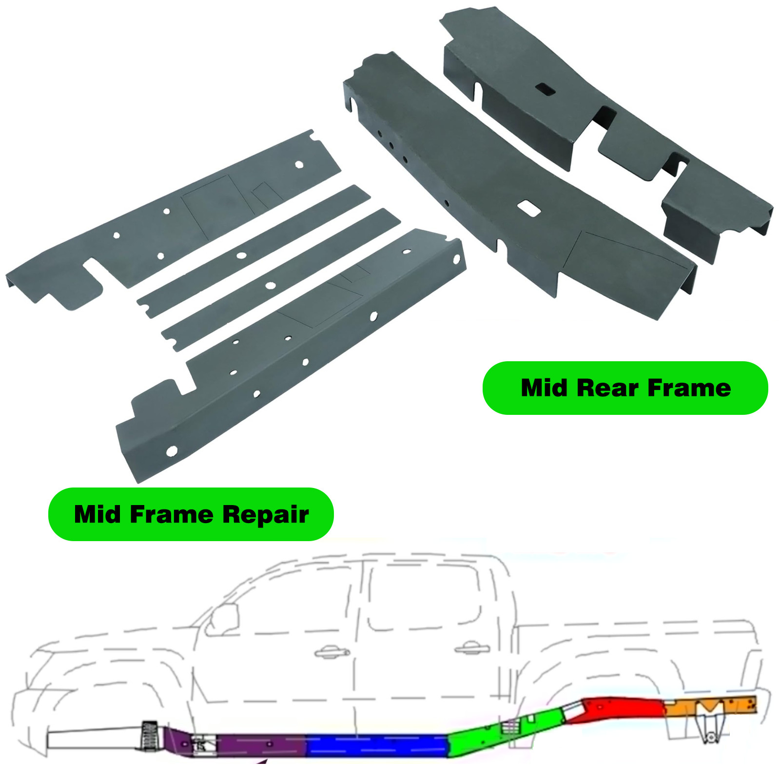Mid & Mid-Rear Frame Section for Tacoma 2005-2015 Reg Cab /Access Cab 2nd Gen