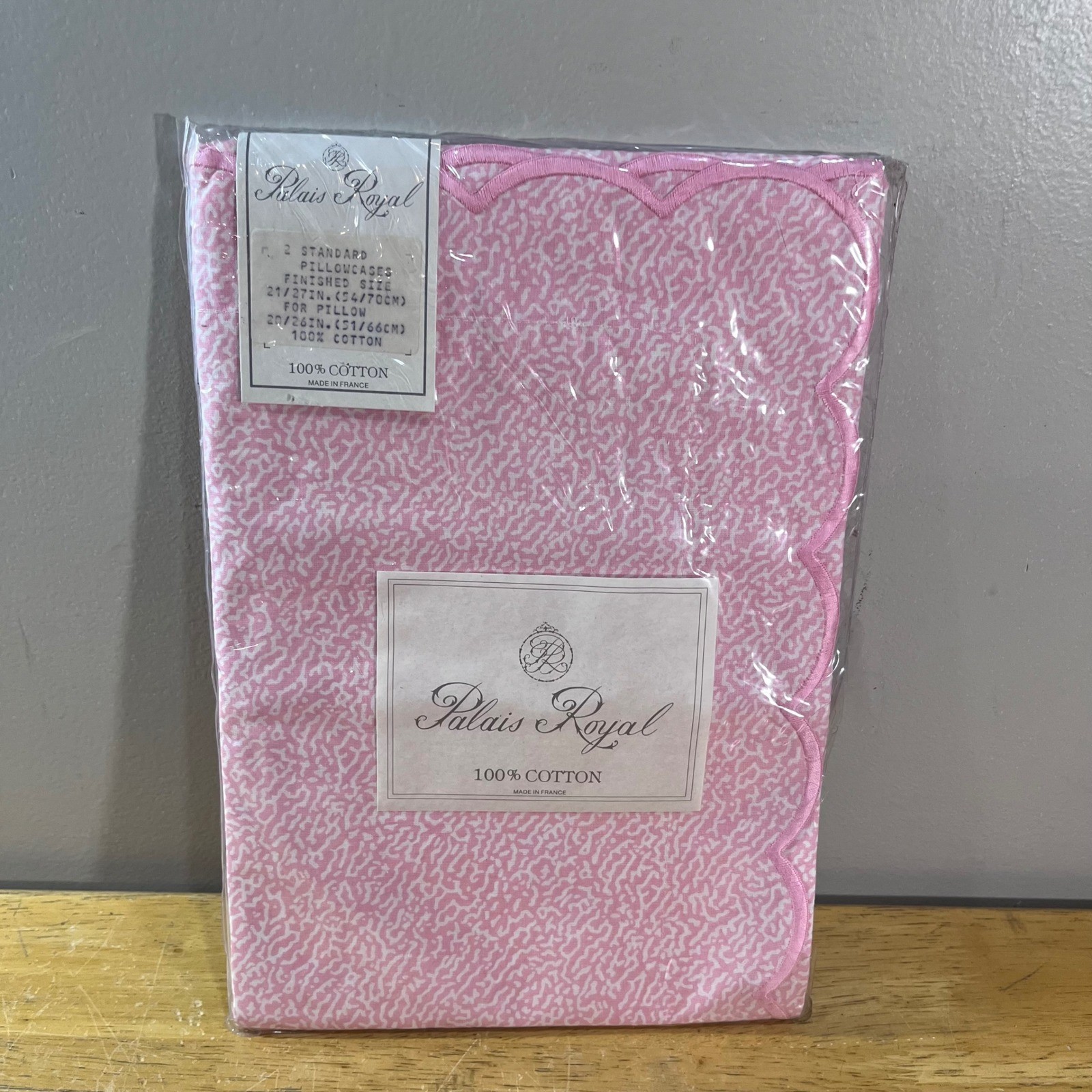 Palais Royal Pillowcase Set Standard Pink Vtg French Scalloped 100% Cotton 2pk