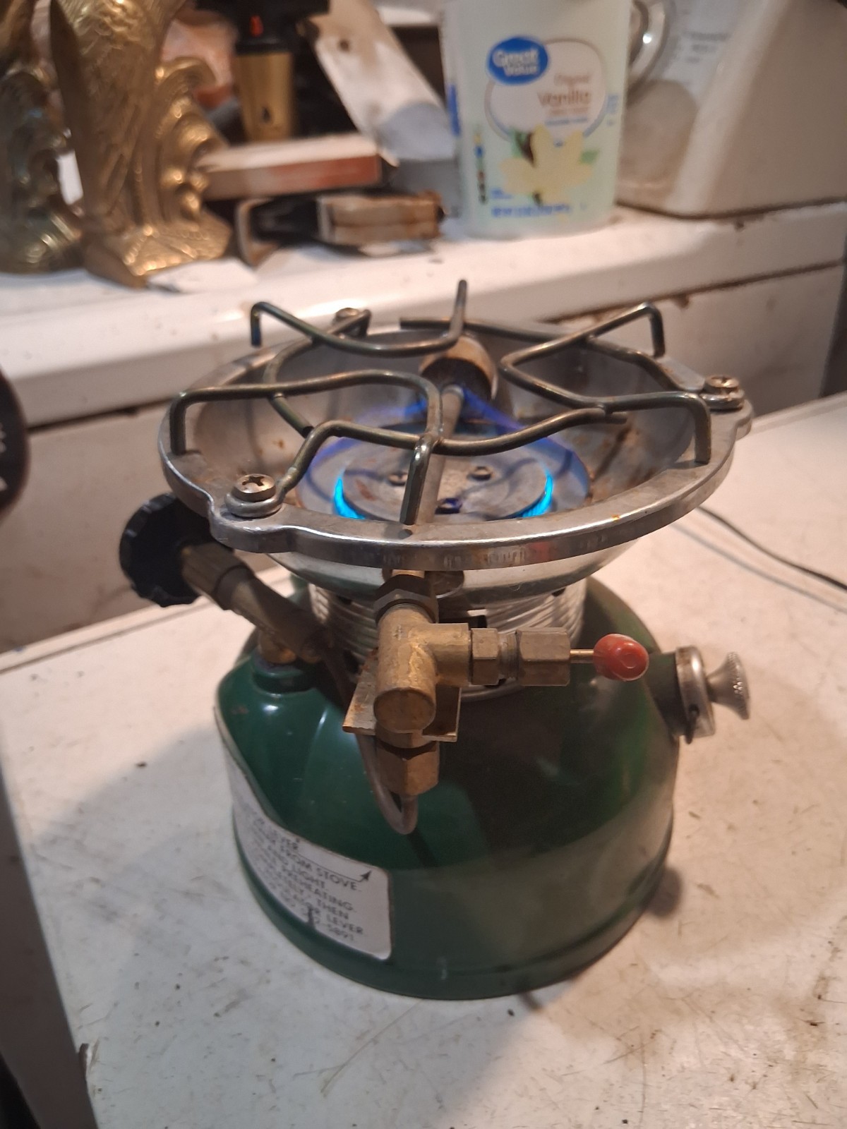 Vintage 1983 Coleman 502 Single Burner Camp Cook Stove Green Lights Now See Pics Vintage 1983 Coleman 502 Single Burner Camp Cook Stove Green Lights Now See Pics