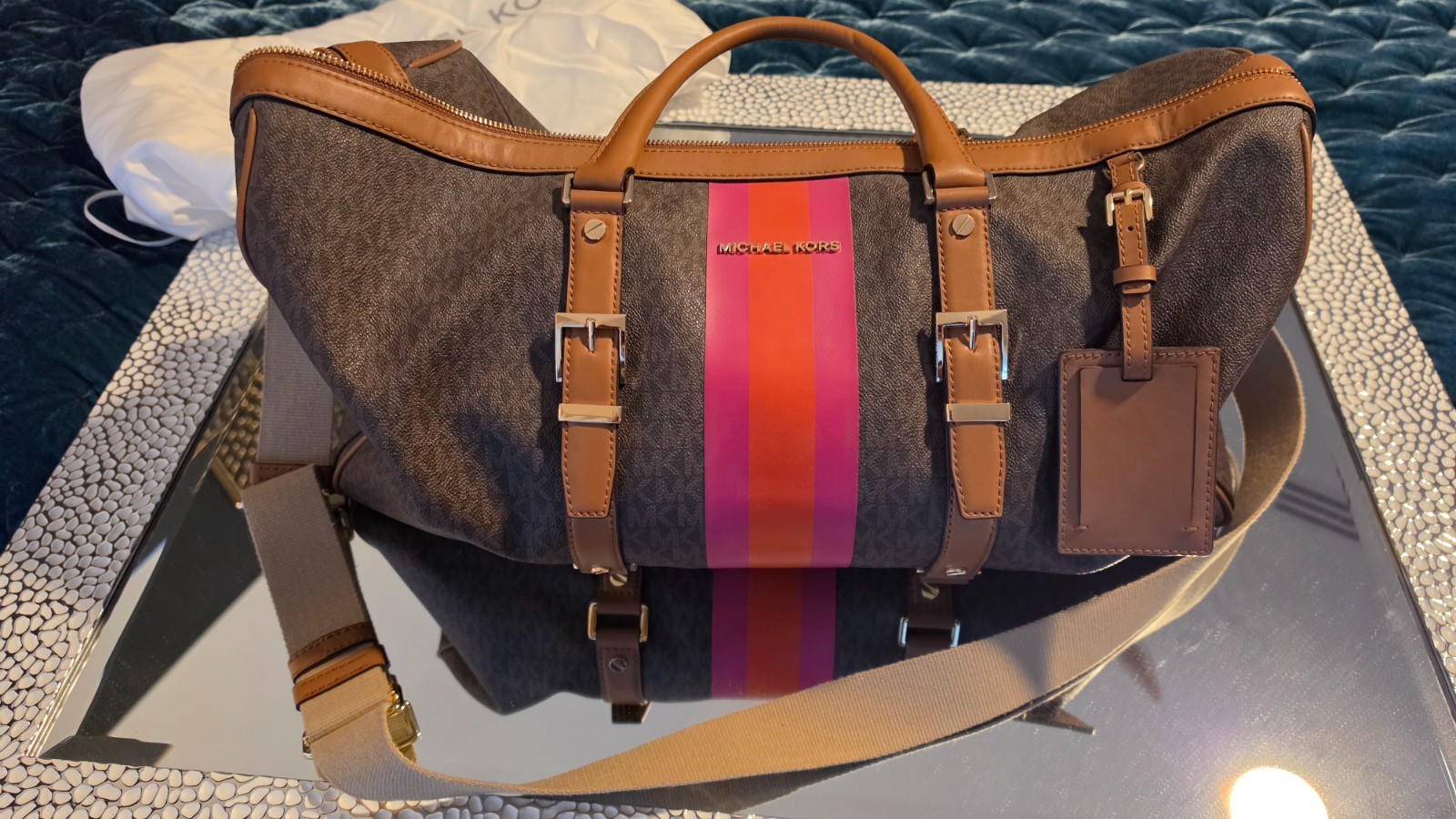 Authentic MICHAEL KORS - Bedford Travel Extra-Large Logo Stripe Weekender Bag