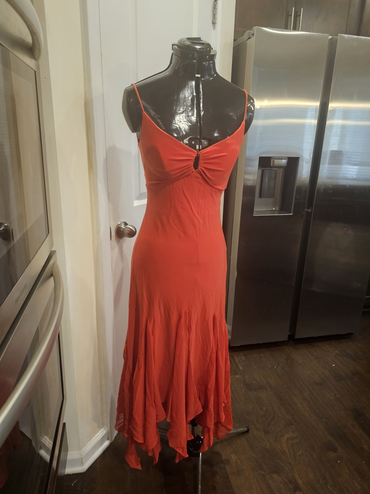 Vintage Betsy & Adam By Linda Bernell Orange Beaded Backless Dress 6