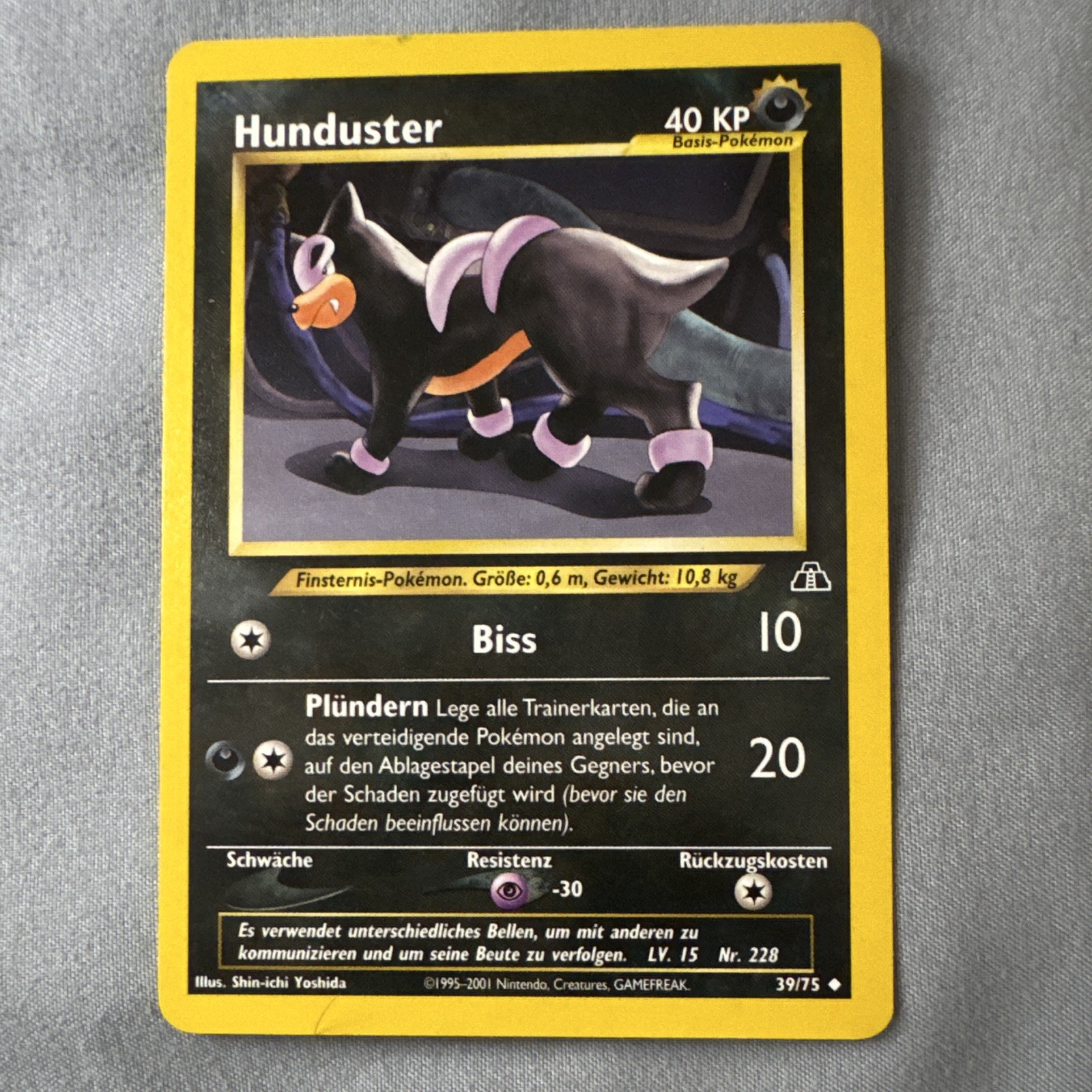 Nintendo Pokemon TCG Hunduster 39/75 Neo Discovery Uncommon 40 HP GERMAN Nintendo Pokemon TCG Hunduster 39/75 Neo Discovery Uncommon 40 HP GERMAN