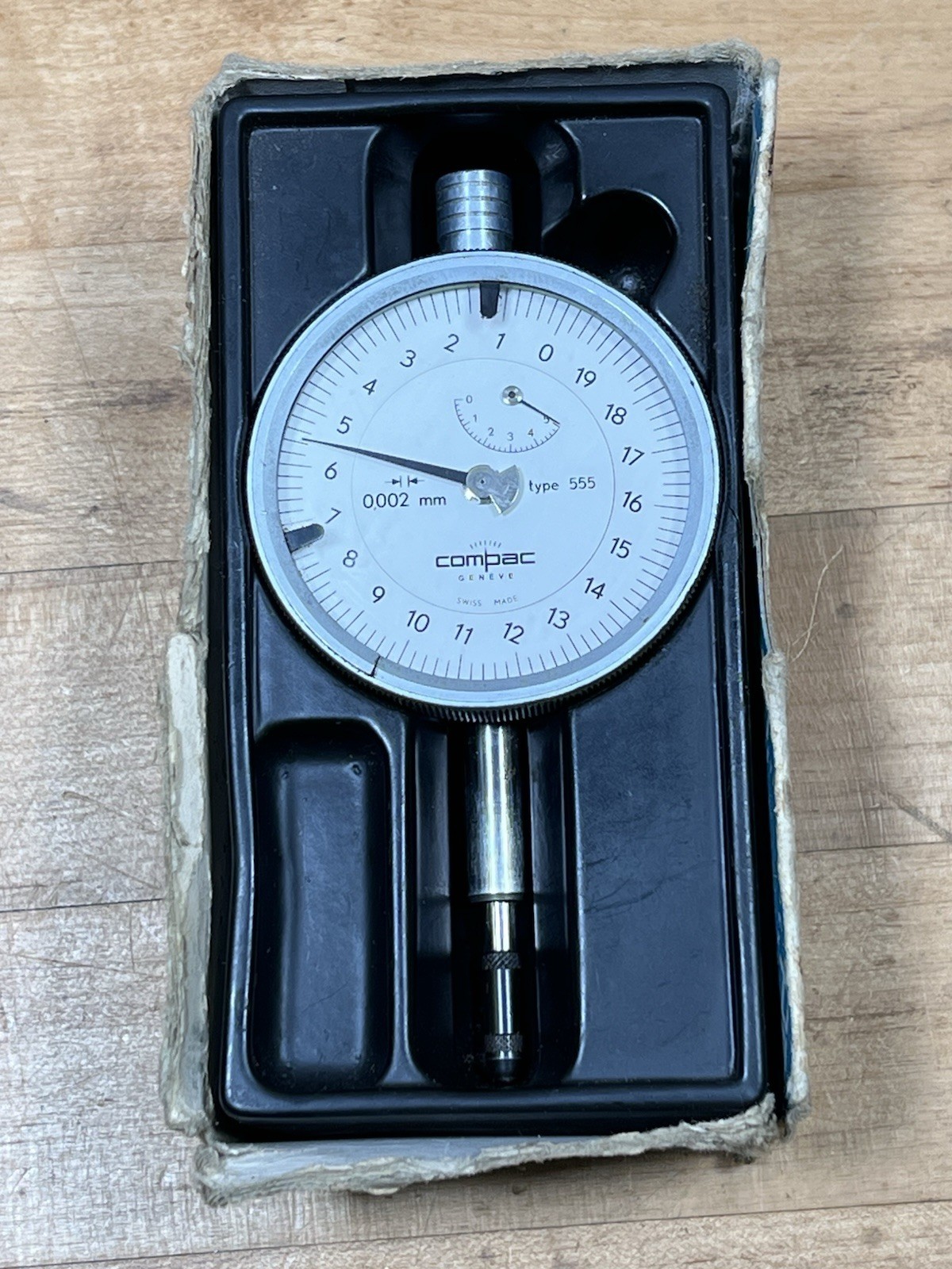 Compac Geneve Type 555 Precision Dial Indicator 0.002 mm Swiss Made - Tested