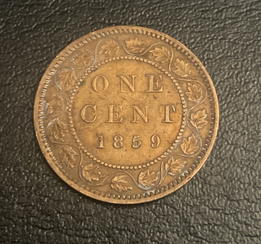 1859 Large Cent Canada Queen Victoria Narrow 9 Very Nice Condition