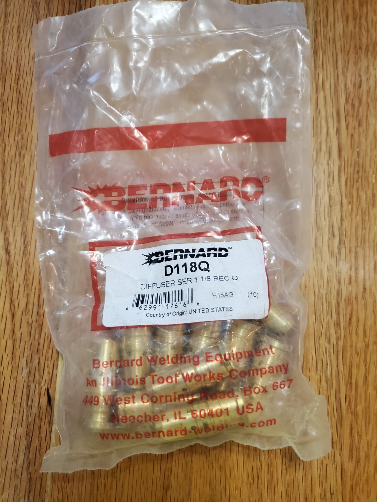 BERNARD D118Q BERNARD D118Q Brass MIG Gas Diffuser 10 pack BERNARD D118Q BERNARD D118Q Brass MIG Gas Diffuser 10 pack