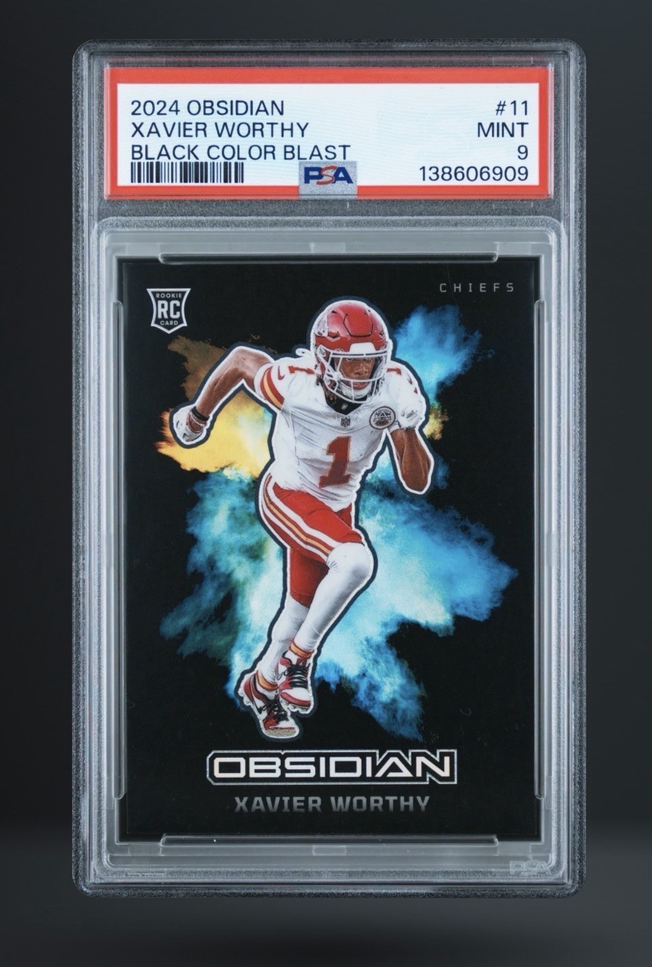 2024 Panini Obsidian - Black Color Blast Xavier Worthy - Mint 9 #11  (RC)