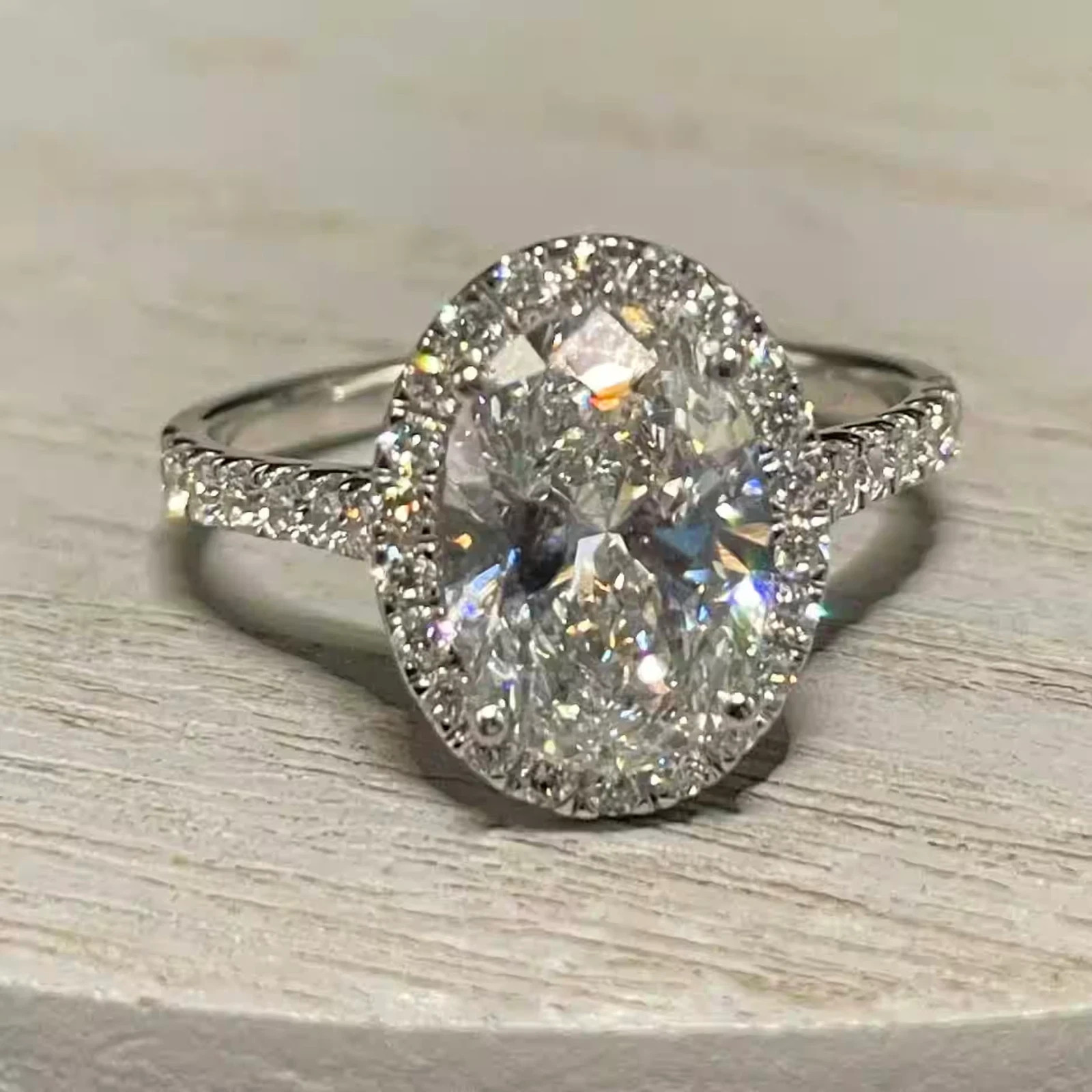 IGI 2.50CT EF VS1 Oval Cut Lab Grown Diamond Halo Engagement Ring 14K White Gold