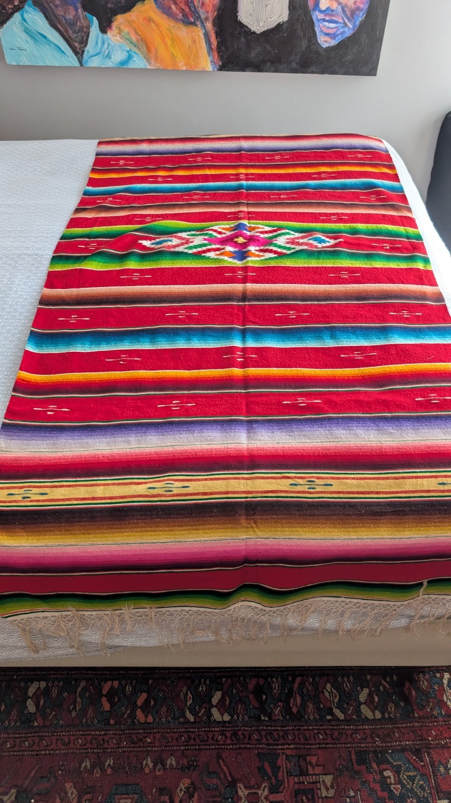 vintage mexican saltillo blanket 90\