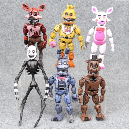 6pcs Set Five Nights at Freddy\'s  6‘’ Action Figures FNAF Toys w/light.