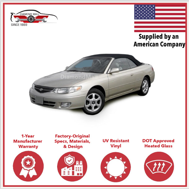 Fits: Toyota Solara Convertible Top & Heated Glass Window 1999-2003 Black Twill Fits: Toyota Solara Convertible Top & Heated Glass Window 1999-2003 Black Twill