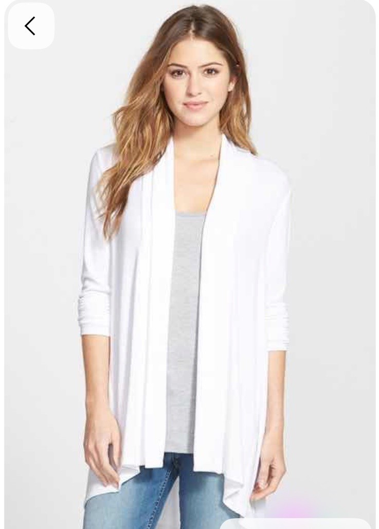 Bobeau High/Low Jersey Cardigan XS White EUC