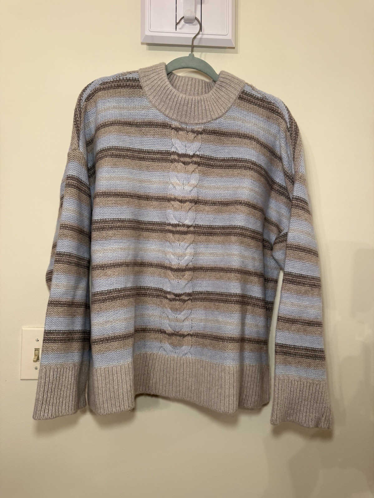 Haven Well Within Talbots Merino Wool Striped Cable Knit Sweater XL NWT $139