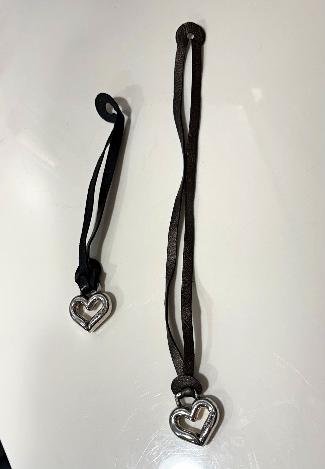 Brighton Silver Heart Handbag Charm Set 2-Piece, Black Strap Accents Logo