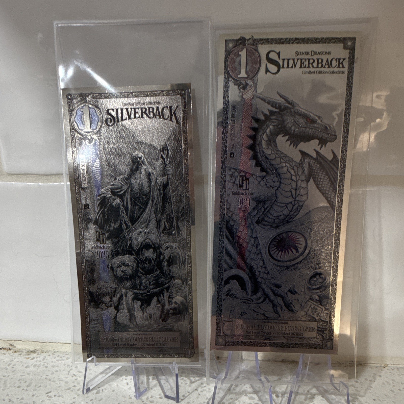 Goldback 2024 Silverback Dragon & 2025 Hades Silverback Lot of 2 