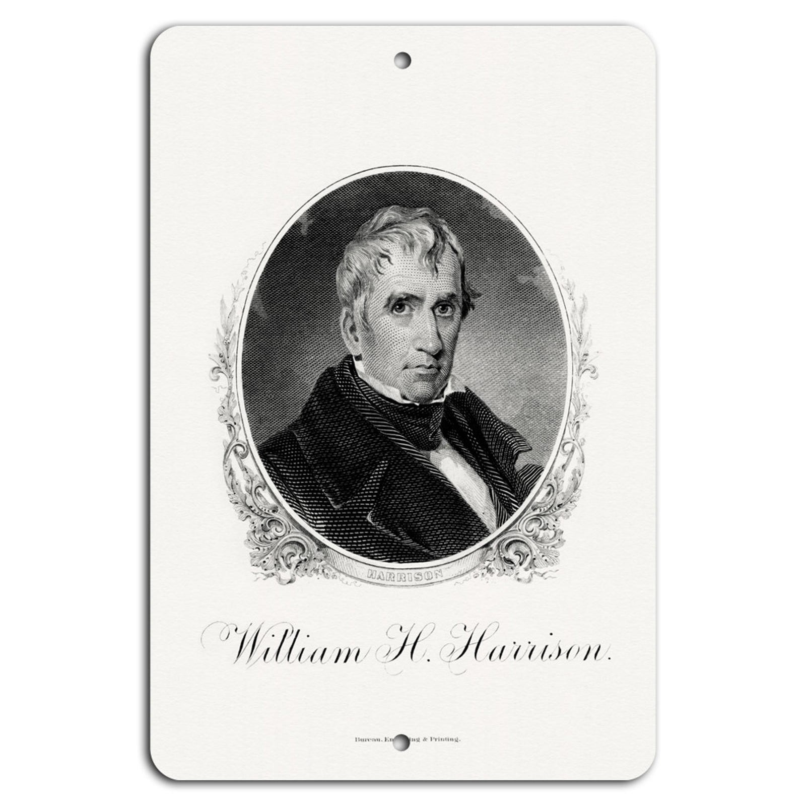 BanginPrints Presidential Portrait Sign William H Harrison Vintage Aluminum