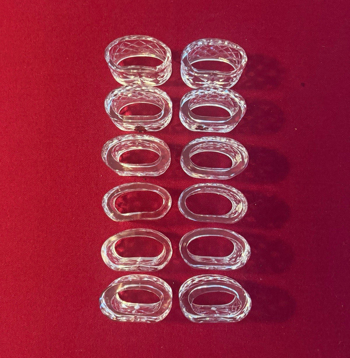 Waterford Crystal Vintage Oval Napkin Rings. Set of 12. Alana pattern.