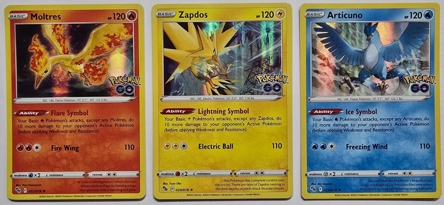 3x GO HOLO SET  -  Pokemon TCG Legendary Birds Articuno Moltres Zapdos Pokemon