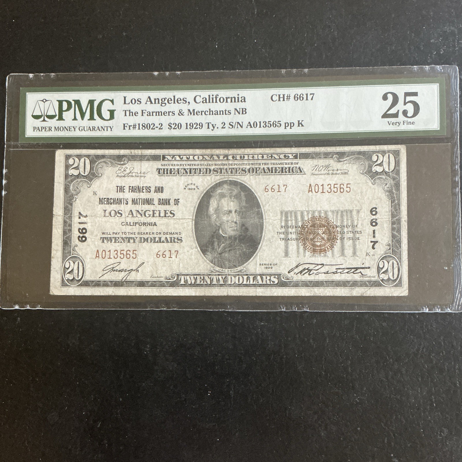 1929 $20 National Bank Note – PMG 25 PPQ (Cert #1703091-004)