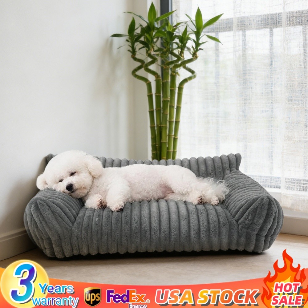Modern Pet Sofa Low Back Lounging Bed With Removable Cushion Pillow For Dog Cat