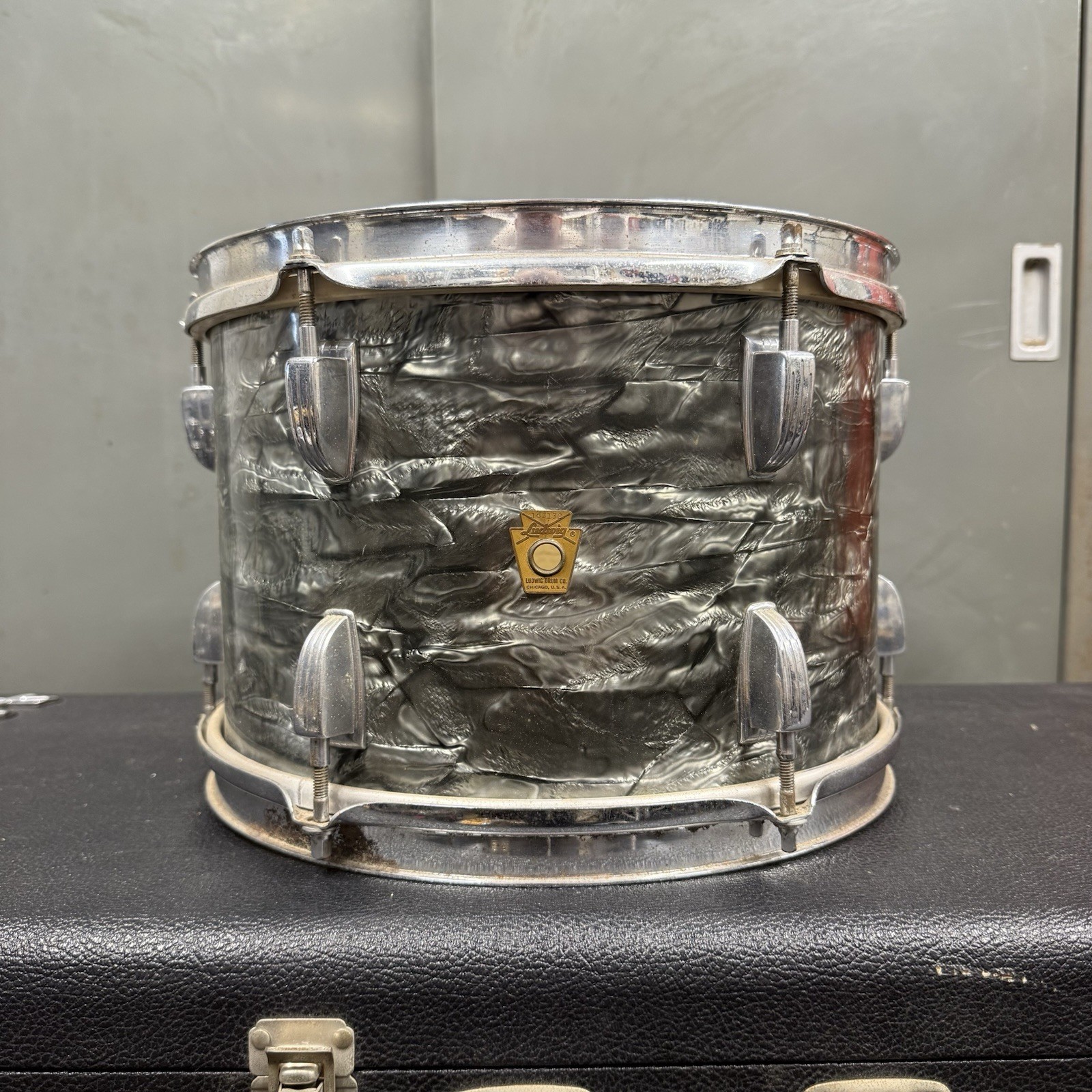 Vintage Ludwig Tom 12x8 Sky Blue Pearl 1960\'s Keystone Badge Orphan Solo Project