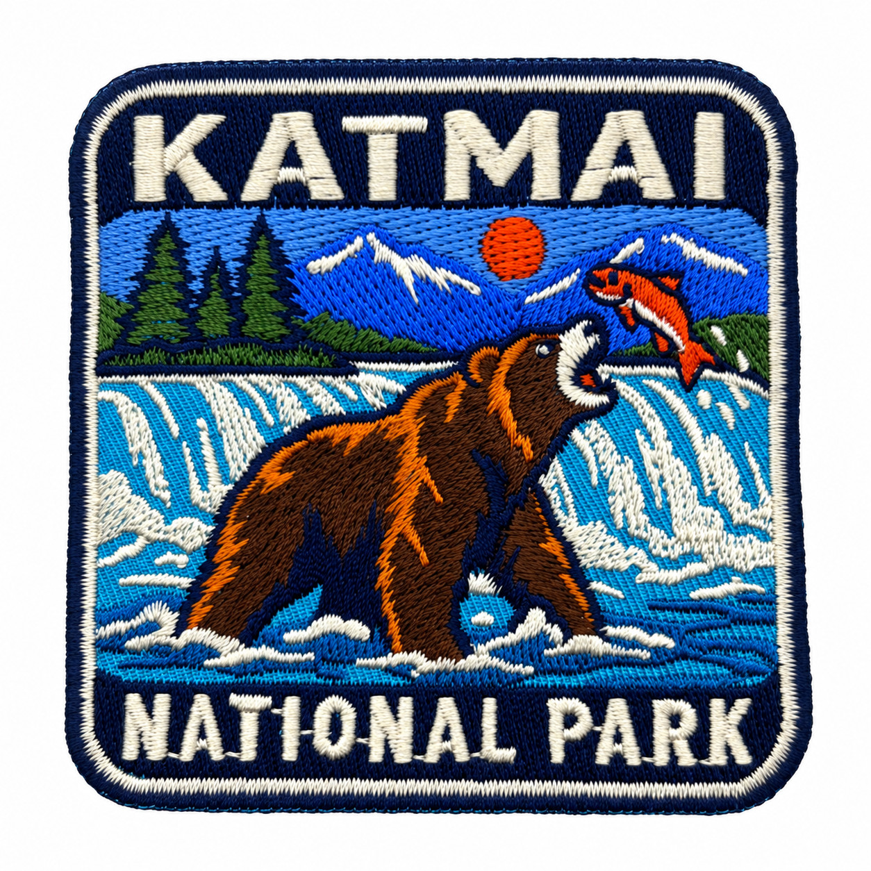 Katmai National Park Patch Iron On Embroidered 3 Inch Bear Alaska Souvenir Badge