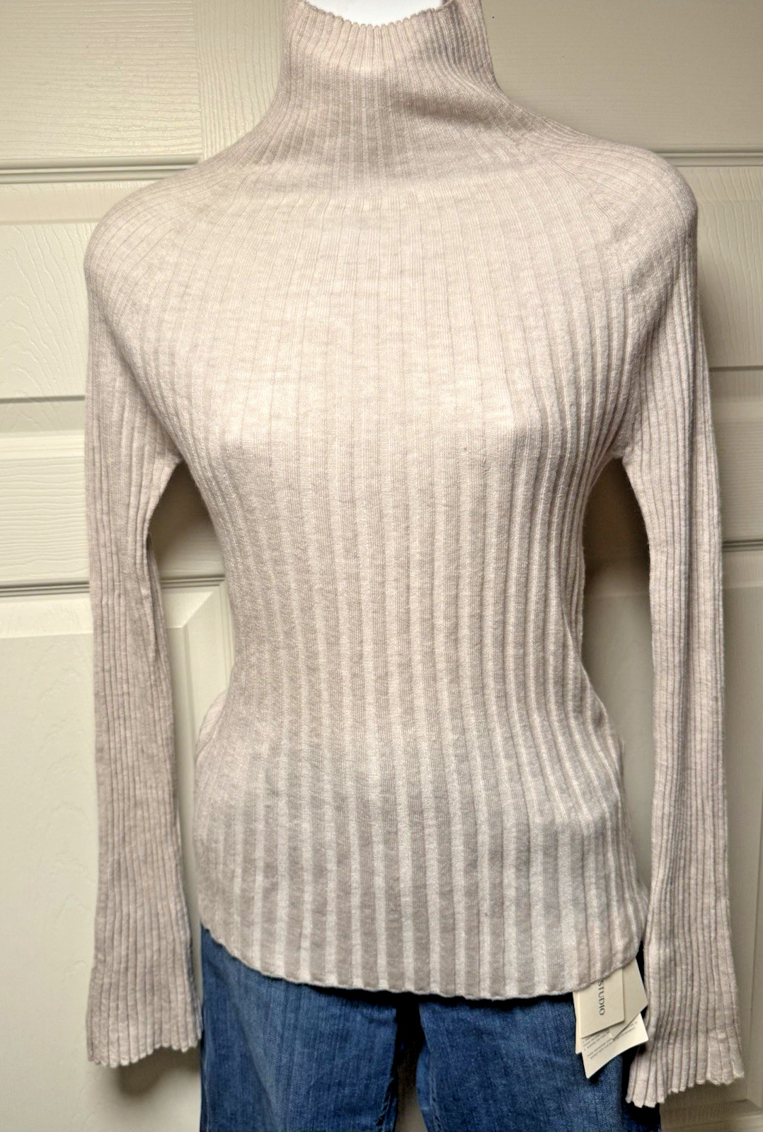 LOULOU STUDIO WOMEN CASHMERE BLEND SWEATER LIGHT BEIGE sz XS NEW with TAGS #0119