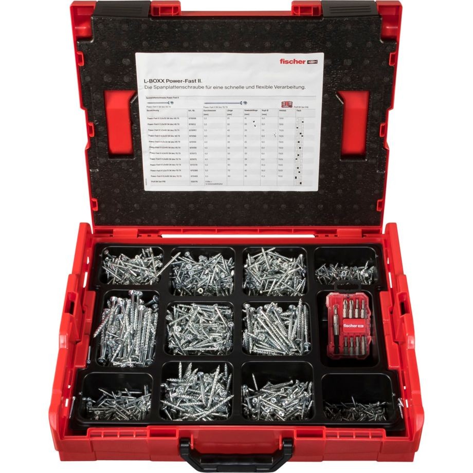 Fischer Power Fast II L-Boxx 102 Screw Set Fastening System 558739