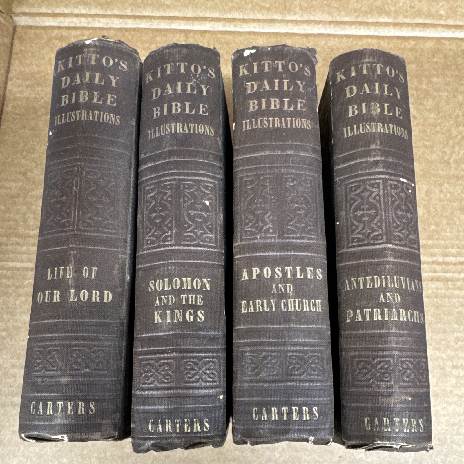 Antique 1850s Kitto's Daily Bible Illustrations, Robert Carter & Bros, 4 Volumes Antique 1850s Kitto's Daily Bible Illustrations, Robert Carter & Bros, 4 Volumes