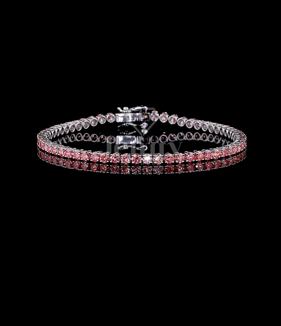 5.00CT Vivid Pink Round Cut Lab Grown Diamond Tennis Bracelet,Dailywear Bracelet