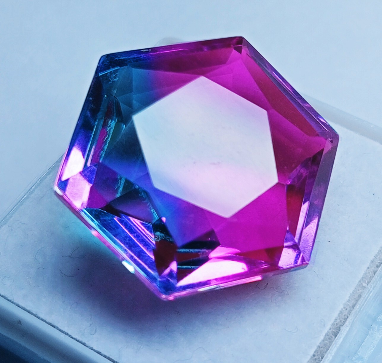 EGL Certified 23.50 Ct Natural Tourmaline Bi-Color Hexagon Fancy Gemstone AAA