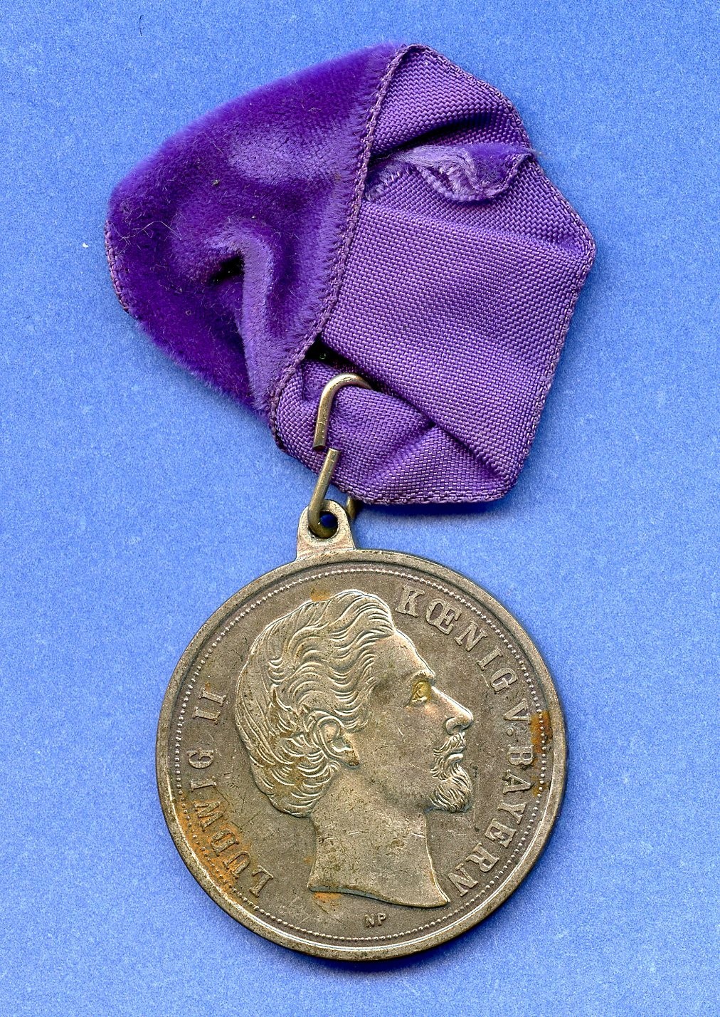 1845-1886 Ludwig II Koenig King of Bayern Bavaria Medal with Ribbon