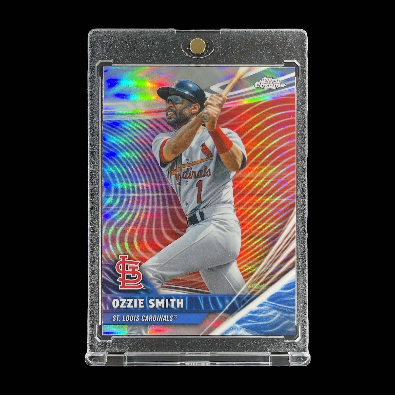 OZZIE SMITH REFRACTOR RED & BLUE WAVE HOLO CARD 2026 Topps Chrome - Cardinals