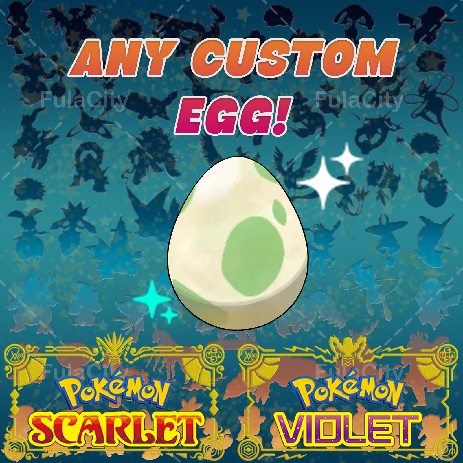CUSTOM SHINY EGG ✨ POKEMON SCARLET VIOLET (ANY) ✨ 6 IV & SHINY ✨ SIZE POSSIBLE